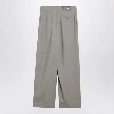 Loewe Beige Mélange Wool And Silk Trousers With Belt In Gray