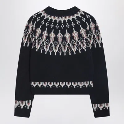 Loewe Navy Sweater With Fair Isle Pattern In Black
