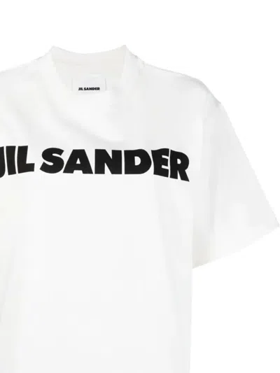 Jil Sander Cotton T-shirt With Bold Logo And Classic Cut In White