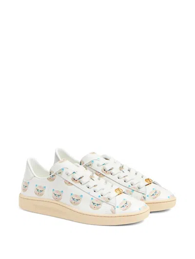Valentino Royco Vlogo Cat-print Leather Sneakers In Multi