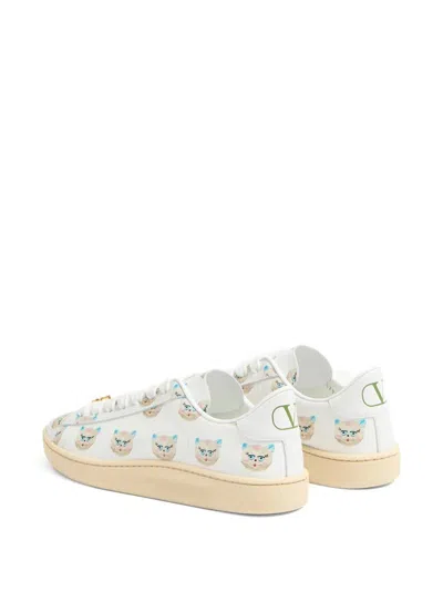 Valentino Royco Vlogo Cat-print Leather Sneakers In Multi
