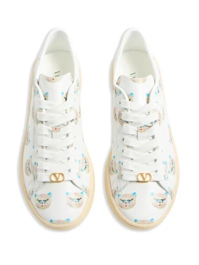 Valentino Royco Vlogo Cat-print Leather Sneakers In Multi