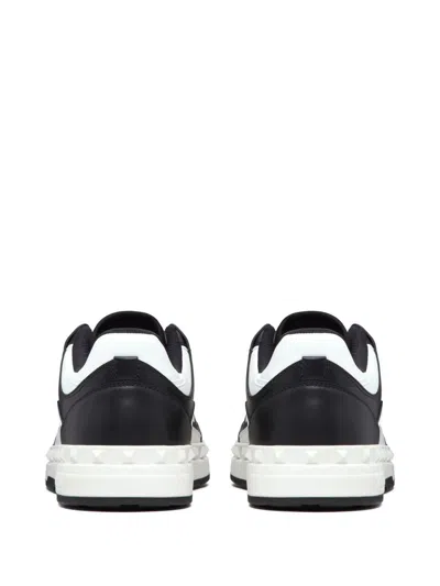 Valentino Garavani Low Sneakers Contrast Panels Perforated Toe Rubber Sole In Black