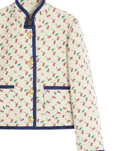 Valentino Garavani Embroidered Jacquard Jacket In Multi