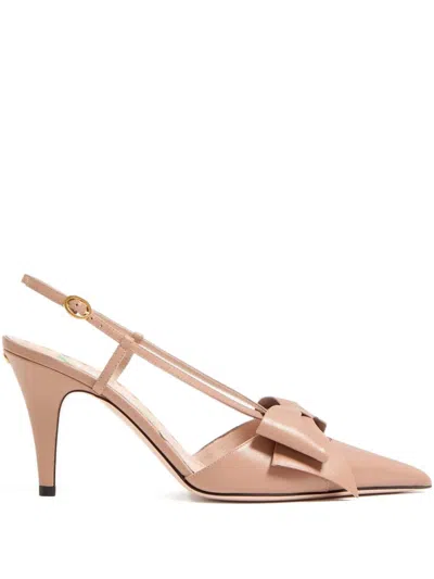 Valentino Bowow 85 Leather Slingback Pump In Sand