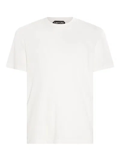Tom Ford Lyocell Cotton Short Sleeve Crewneck T-shirt White