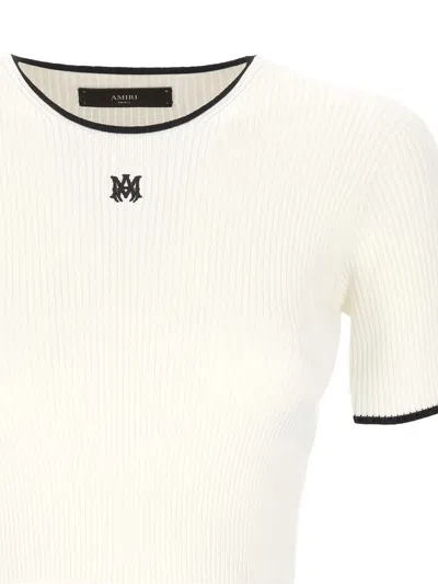 Amiri Crewneck Crop Top Contrast Trim In White