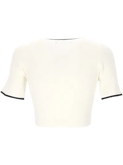 Amiri Crewneck Crop Top Contrast Trim In White