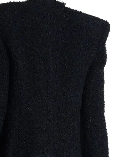 Balmain Edge-to-edge Silky Tweed Jacket In Black