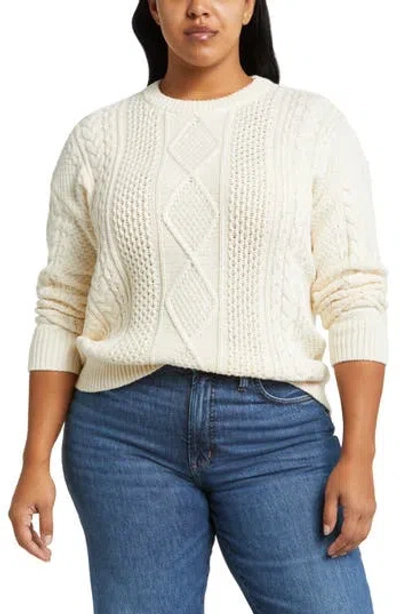 Madewell Cable Knit Crewneck Sweater In Neutral