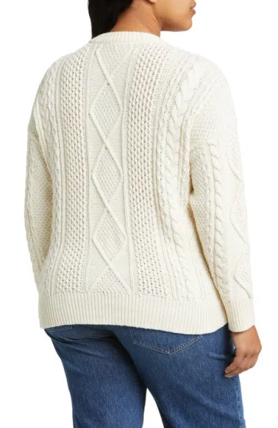 Madewell Cable Knit Crewneck Sweater In Neutral