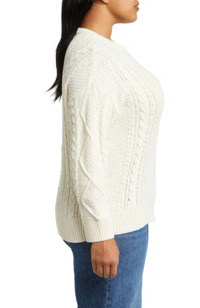 Madewell Cable Knit Crewneck Sweater In Neutral