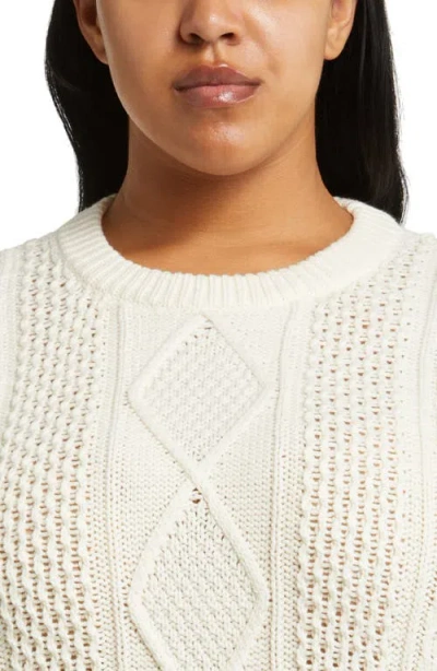 Madewell Cable Knit Crewneck Sweater In Neutral