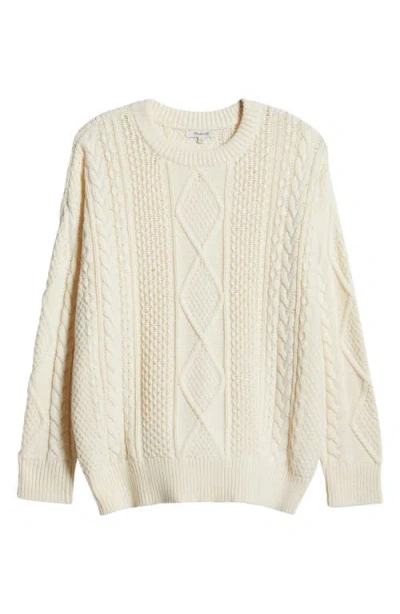 Madewell Cable Knit Crewneck Sweater In Neutral