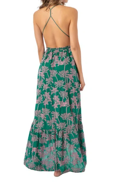 Maaji Embroidered Palms Moon Bay Cover-up Maxi Dress In Green