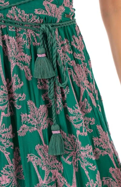 Maaji Embroidered Palms Moon Bay Cover-up Maxi Dress In Green