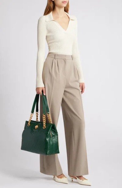 Kurt Geiger London Kensington Croc Embossed Leather Tote In Green
