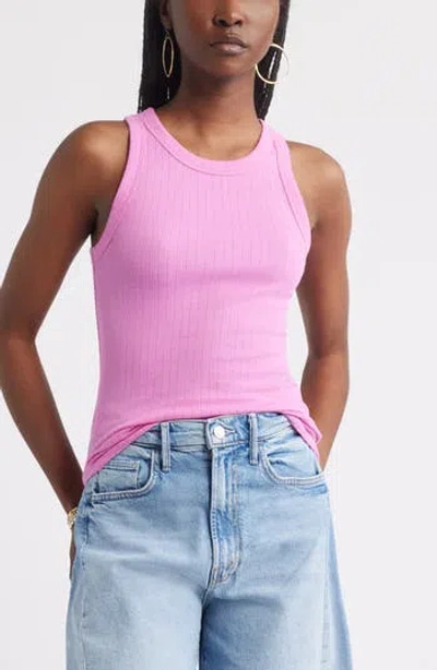 Treasure & Bond Pointelle Rib Crewneck Tank In Pink