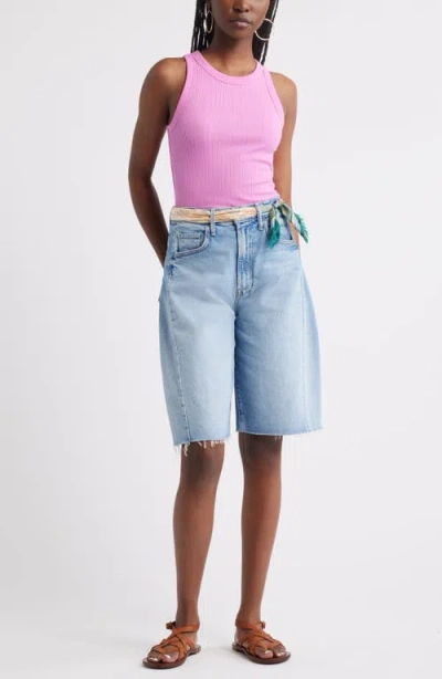 Treasure & Bond Pointelle Rib Crewneck Tank In Pink