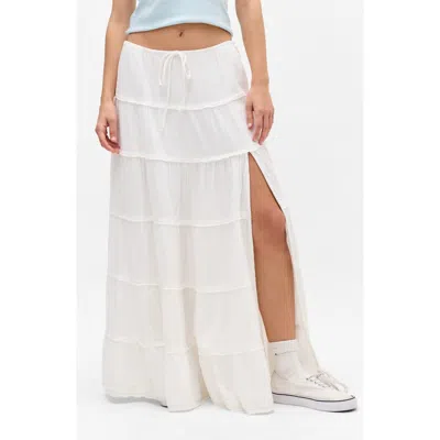 Bdg Urban Outfitters Sadie Tiered Cotton Maxi Skirt In White