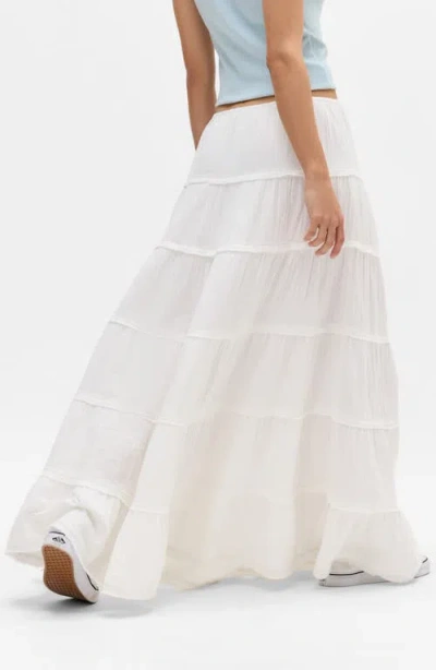 Bdg Urban Outfitters Sadie Tiered Cotton Maxi Skirt In White
