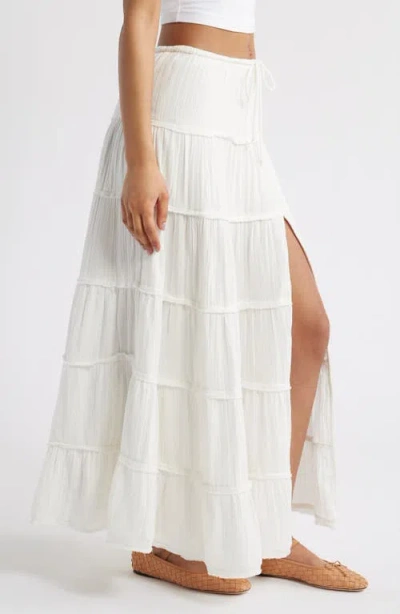 Bdg Urban Outfitters Sadie Tiered Cotton Maxi Skirt In White