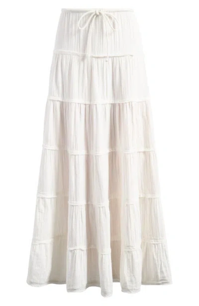 Bdg Urban Outfitters Sadie Tiered Cotton Maxi Skirt In White