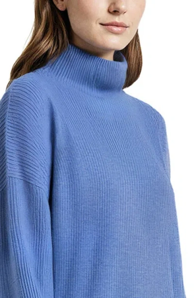 Three Dots Brushed Ribbed Pullover Sweatshirt In Blue