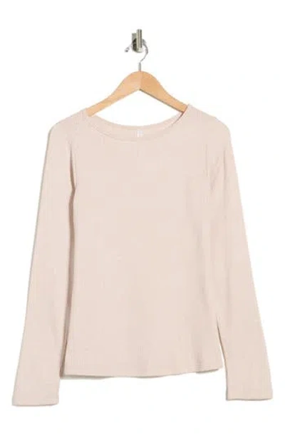 Renee C Long Sleeve Ribbed Top In Neutral