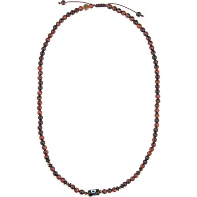 Caputo & Co . Evil Eye Beaded Necklace In Brown