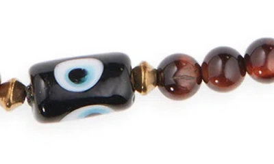 Caputo & Co . Evil Eye Beaded Necklace In Brown