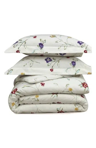 Azores Home Floral Garden Cotton Flannel Comforter & Sham Set In Multi