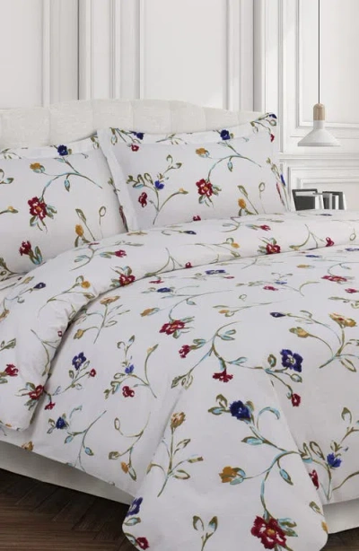 Azores Home Floral Garden Cotton Flannel Comforter & Sham Set In Multi
