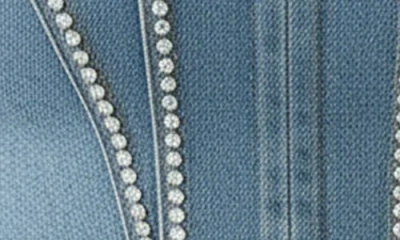Bebe The Corset Rhinestone Embellished Denim Tank In Blue