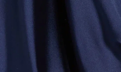 Renee C Plunge Neck Long Sleeve Twisted Knot Satin Top In Blue