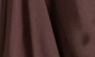 Renee C Plunge Neck Long Sleeve Twisted Knot Satin Top In Brown