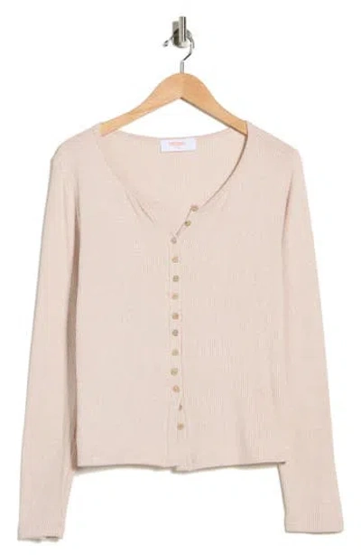 Renee C Button Detail Ribbed Top In Neutral