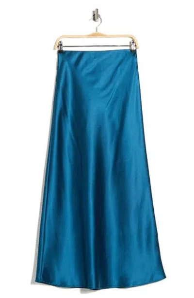 Renee C Satin A-line Skirt In Blue
