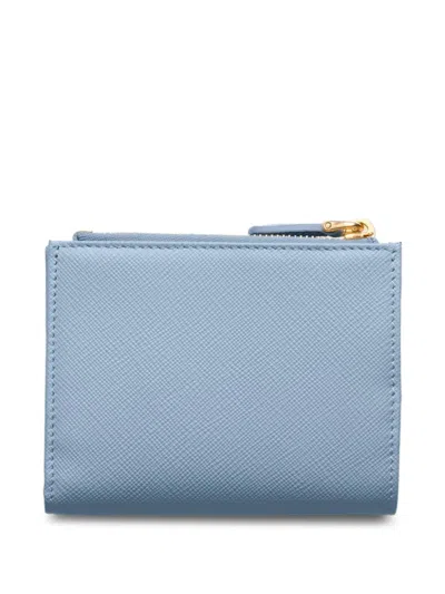 Prada Small Saffiano-leather Wallet In Blue