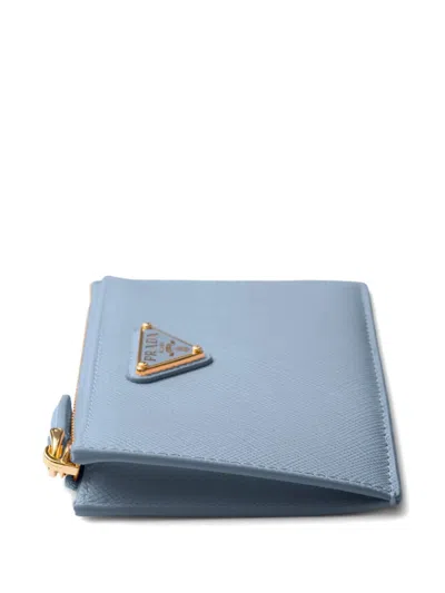 Prada Small Saffiano-leather Wallet In Blue