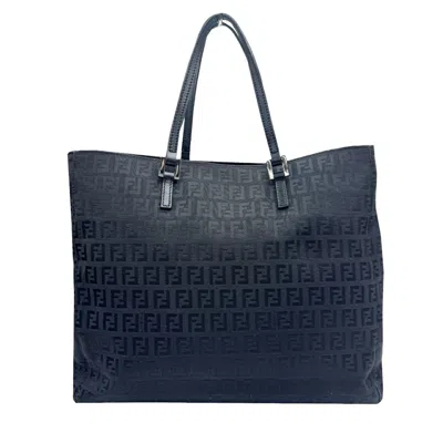 Pre-owned Fendi Black Canvas Leather Tote Bag ()