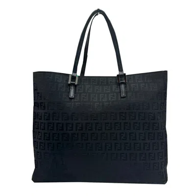 Pre-owned Fendi Black Canvas Leather Tote Bag ()