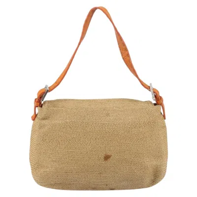 Pre-owned Fendi Mama Forever Bag Raphia Beige Wood Bag () In Sand