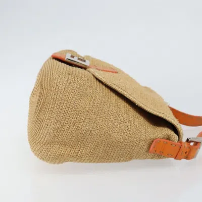 Pre-owned Fendi Mama Forever Bag Raphia Beige Wood Bag () In Sand