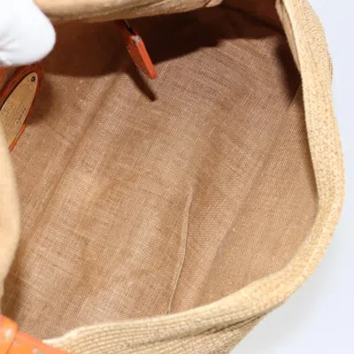 Pre-owned Fendi Mama Forever Bag Raphia Beige Wood Bag () In Sand