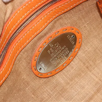 Pre-owned Fendi Mama Forever Bag Raphia Beige Wood Bag () In Sand