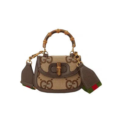 Pre-owned Gucci Bamboo 1947 Top Handle Bag Jumbo Gg Canvas Brown Canvas Bag ()