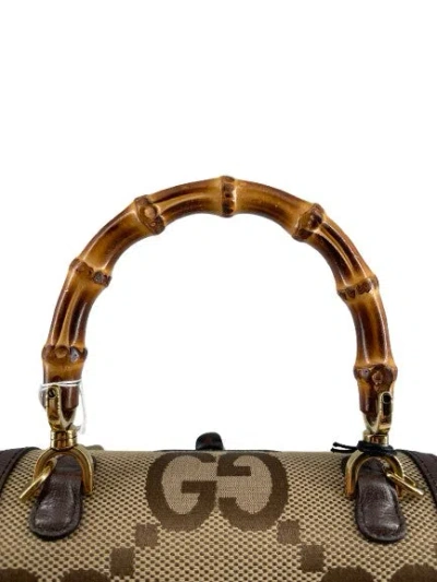 Pre-owned Gucci Bamboo 1947 Top Handle Bag Jumbo Gg Canvas Brown Canvas Bag ()