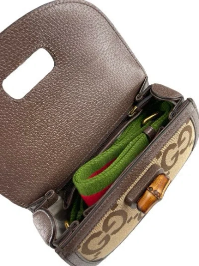 Pre-owned Gucci Bamboo 1947 Top Handle Bag Jumbo Gg Canvas Brown Canvas Bag ()
