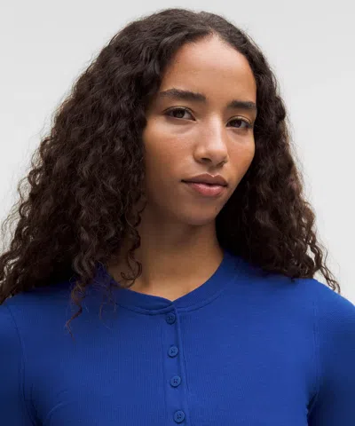 Lululemon Hold Tight Long-sleeve Henley In Blue